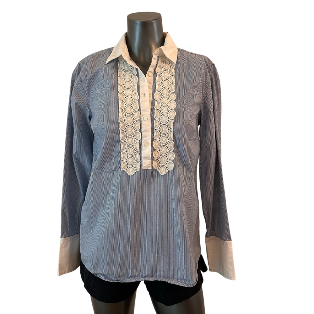 NWOT Banana Republic Blue & White Stripe Oxford Shirt – Small